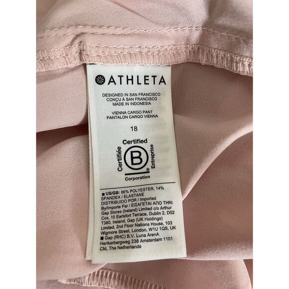 Athleta Size 18 Orchid Pink Vienna Cargo Pants Stright Leg Stretch Long Light - Picture 7 of 12